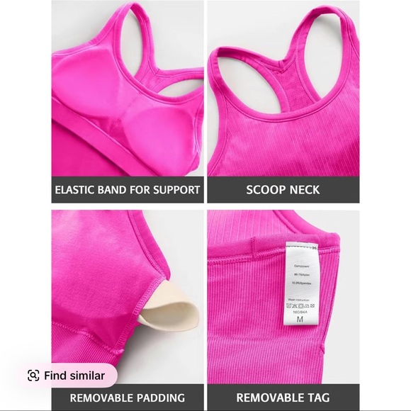 Women's Pink Racerback Ribbed Tank Top - Picture 2 of 7